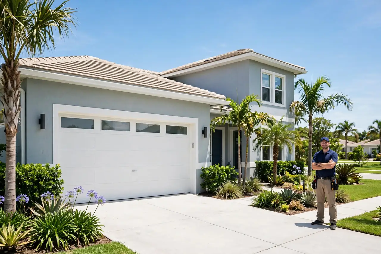 Technician on a service visit at a Coral Springs home